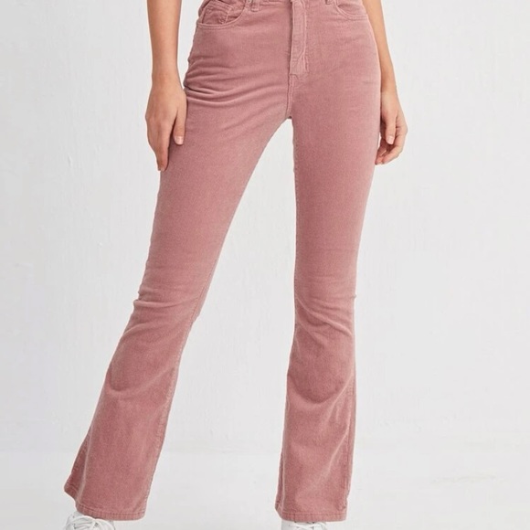 High waist flare leg corduroy pant dusty pink - Picture 2 of 6